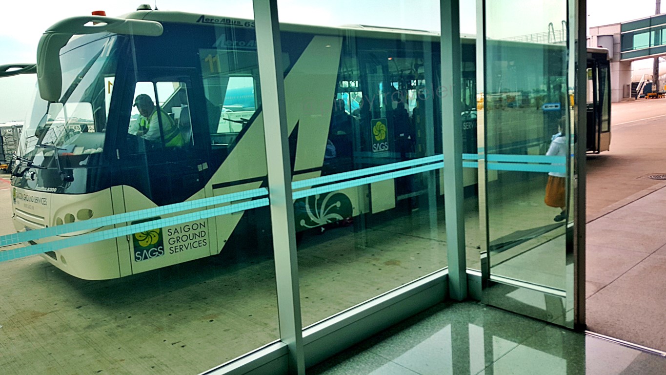 vietjet bus at gate 12 a bus-gate of Tan Son Nhat International Airport Saigon