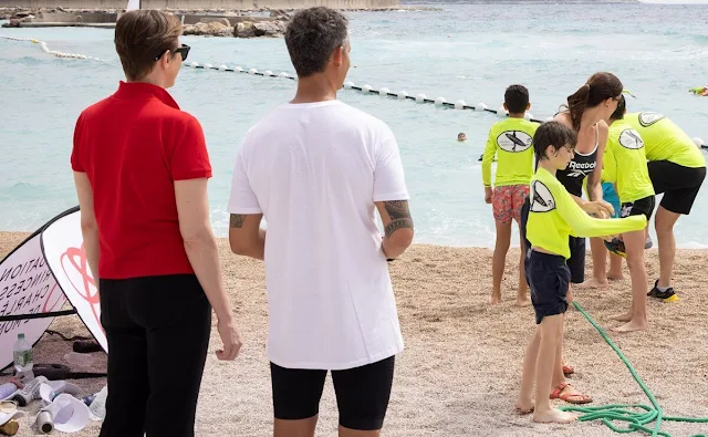 Princess Charlene of Monaco attended her Foundation's Water Safety Day at Larvotto Beach in Monaco