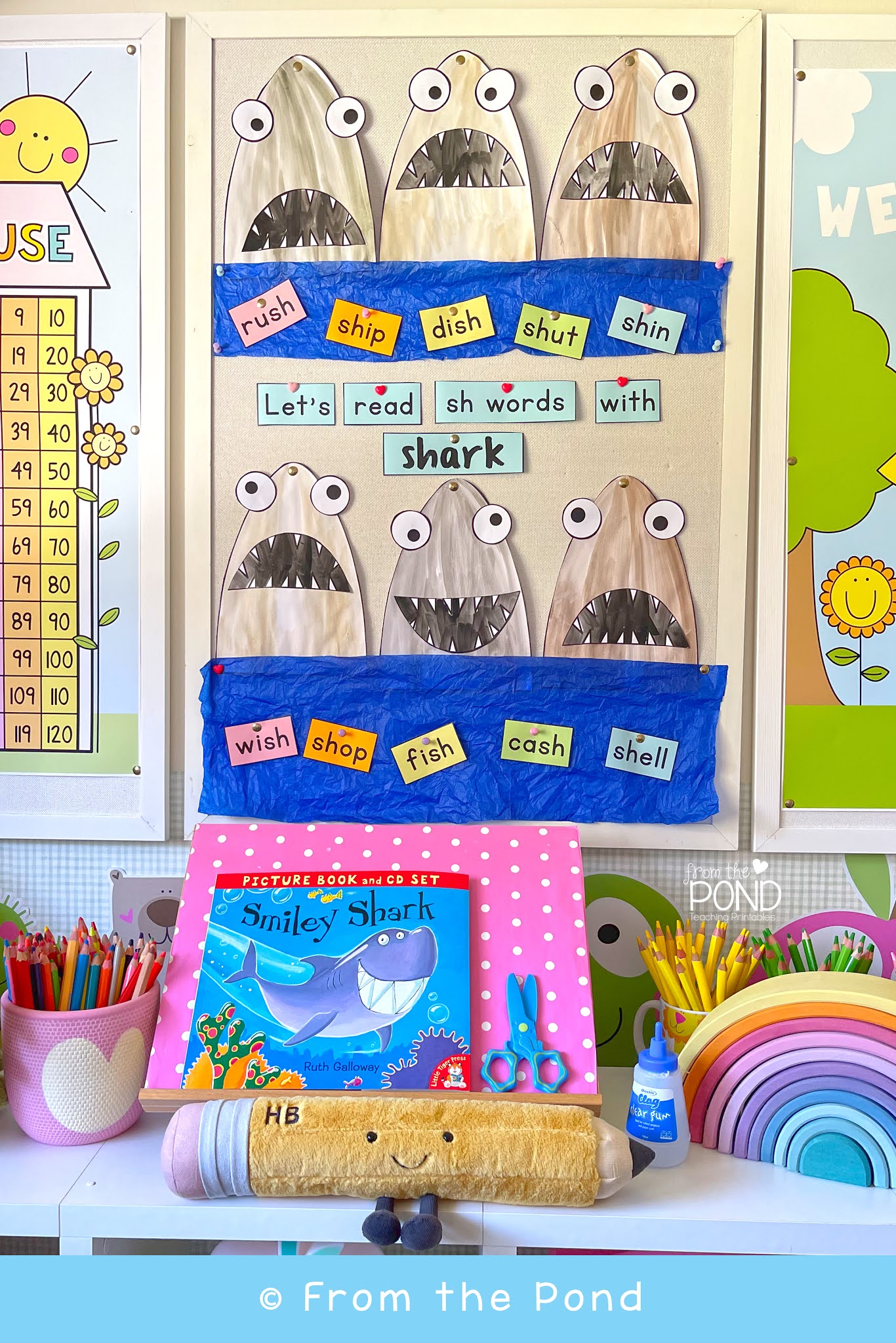 shark sh words display