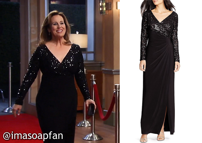 Laura Spencer, Genie Francis, Black Sequined Gown, GH, Nurses Ball, General Hospital