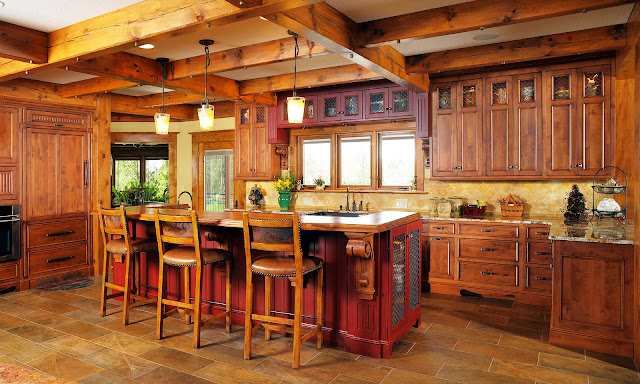 rustic kitchen ideas with traditional kitchen island and l shaped wood kitchen cabinet