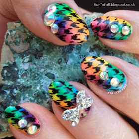 Rainbow Houndstooth nail art