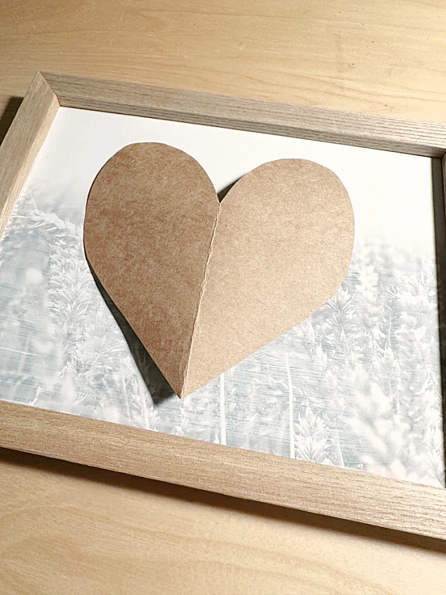 cardboard heart tracer on frame