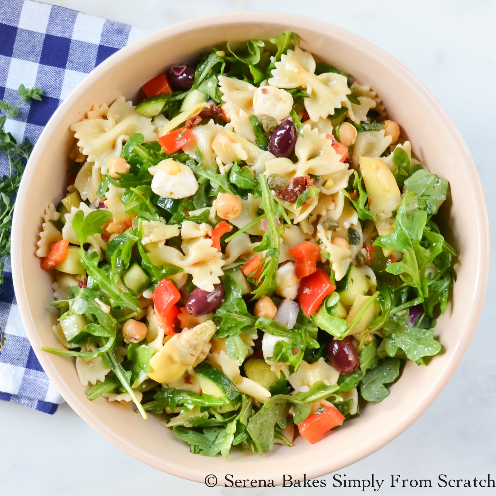 Mediterranean Pasta Salad #SundaySupper - Serena Bakes Simply From Scratch