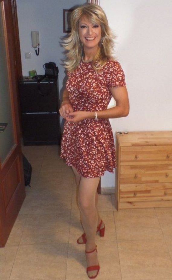 Happy crossdresser in pantyhose