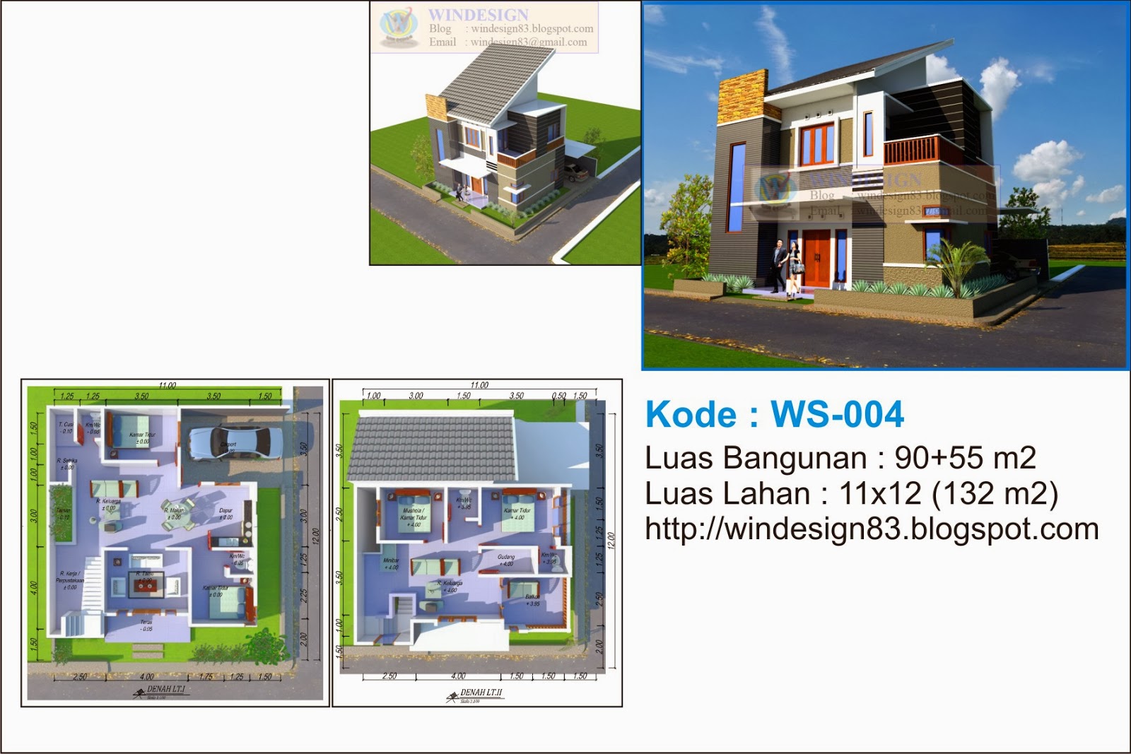 Rumah Tinggal Pojok Minimalis Lantai 2 Desain Rumah Minimalis