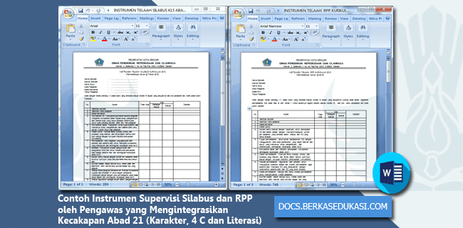 Contoh Instrumen Supervisi Silabus Dan Rpp Oleh Pengawas Sekolah Yang Mengintegrasikan Kecakapan Abad 21 Karakter 4 C Dan Literasi Dokumen Berkas Edukasi