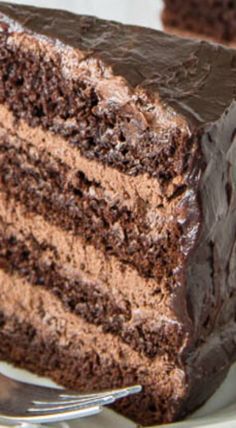 For serious chocolate lovers! This decadent chocolate cake with chocolate mousse filling is THE thing to satisfy your chocolate craving!