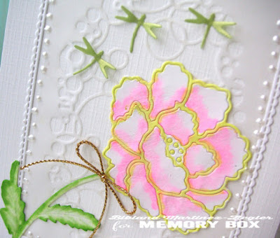 white peony inlay technique detail card