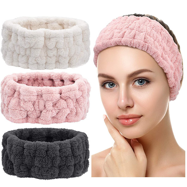 Chuangdi 3 Pieces Spa Facial Headband for Makeup and Washing Face