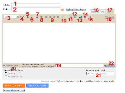 blogger, pannello di controllo, post