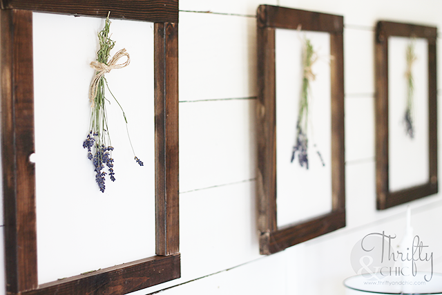 DIY Framed dried lavender gallery wall. DIY botanical prints. Gallery wall ideas with botanical prints. White and rustic farmhouse dining room. Modern farmhouse dining room decor and ideas