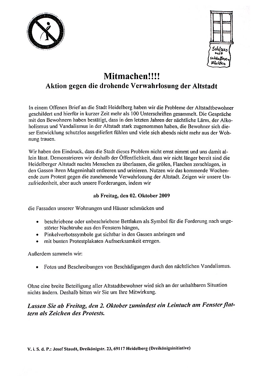 Altstadt Heidelberg Lärm Saufen Randale Linda
