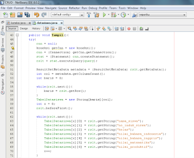 procedure untuk menampilkan data di java dengan netbeans