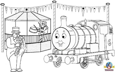 Thomas the tank engine Percy and the bandstand coloring Island of Sodor carnival brass band concert