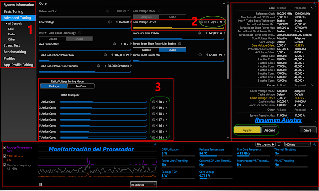 Interfaz Intel XTU