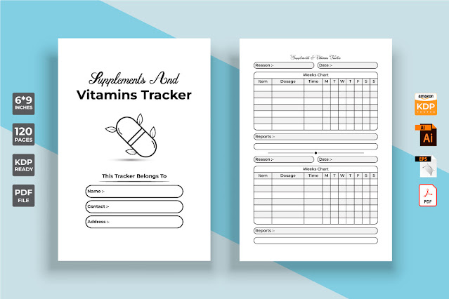 Vitamin notebook KDP interior vector free download