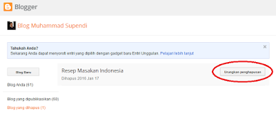 Cara Menghapus Blog dan Mengembalikan Blog yang terhapus