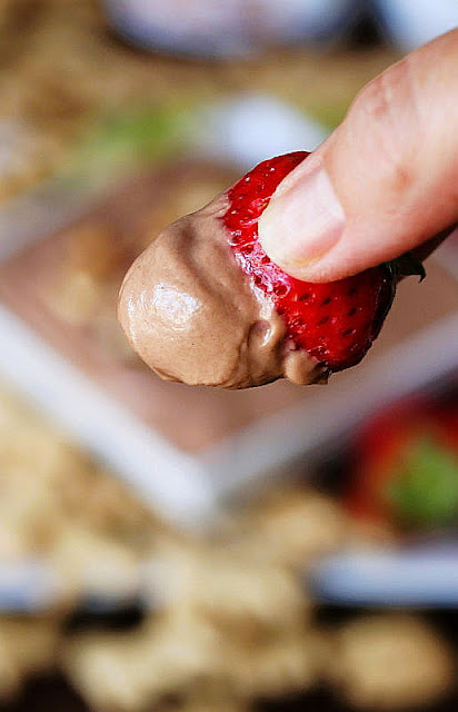 Strawberry Dipped in Nutella Greek Yogurt Dip Image