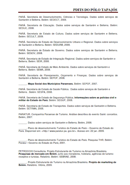 DIAGNÓSTICO DA ÁREA E DAS ATIVIDADES TURÍSTICAS DO PÓLO TAPAJÓS - NOVEMBRO 2010 - PARTE II – PARÁ – BRASIL