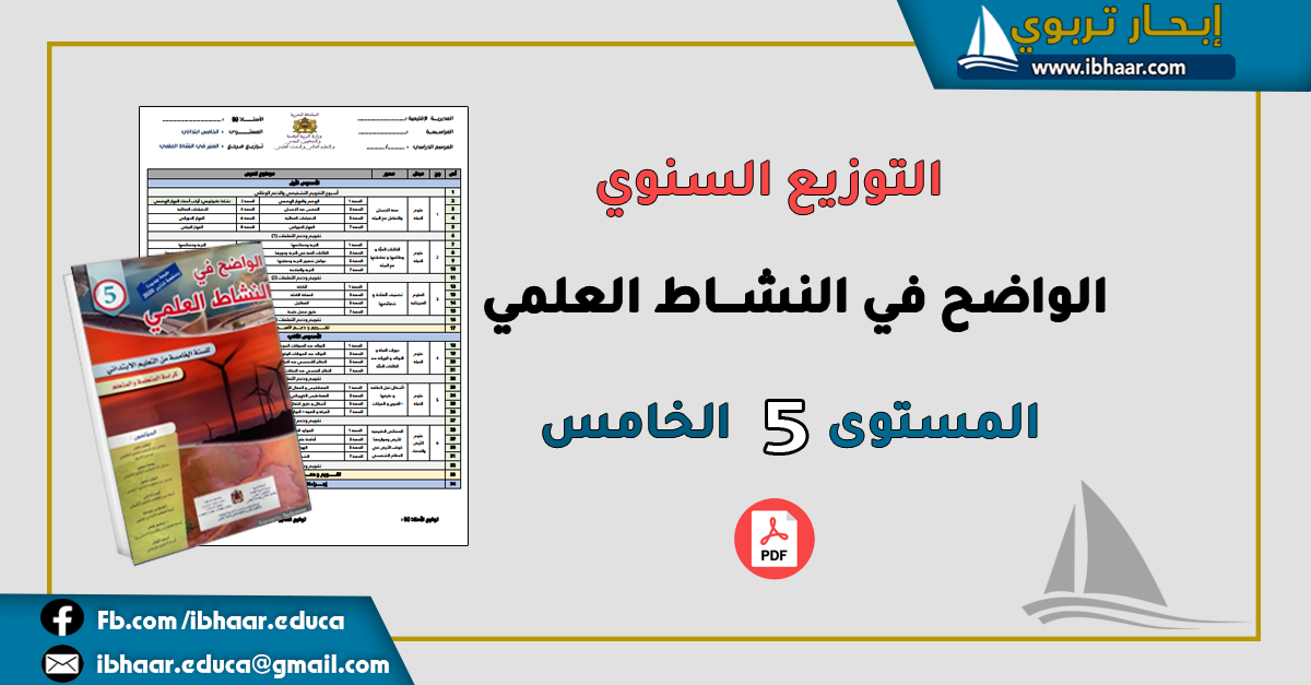 التوزيع السنوي الواضح  في النشاط العلمي  المستوى الخامس وفق المنهاج المنقح 