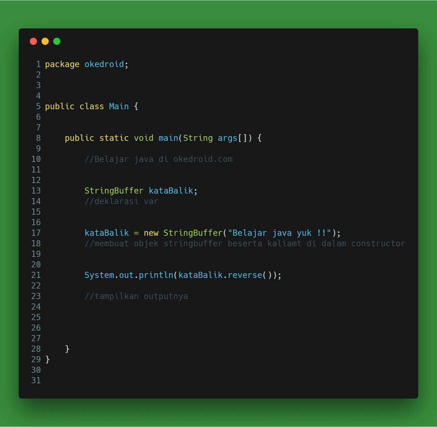Contoh Program Membalikan Kata String di Java - Okedroid 