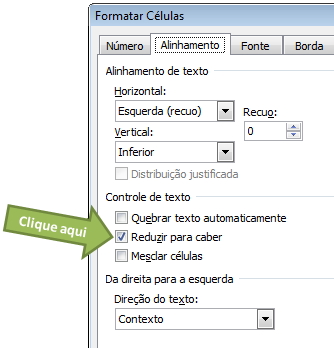 Excel reduzir para caber