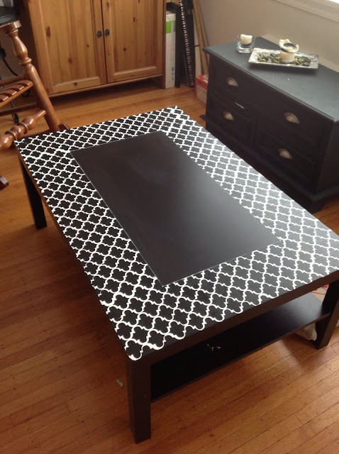 A stencilled Lack coffee table