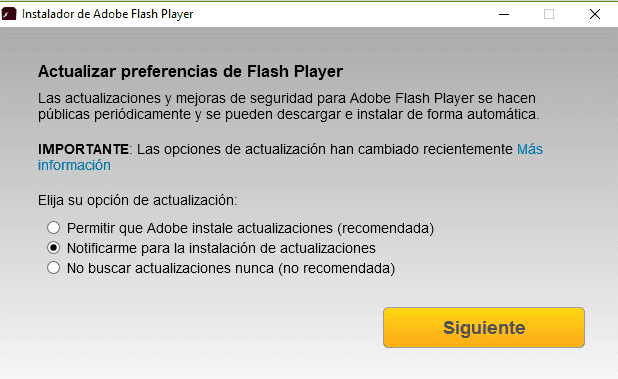 actualizar preferencias de actualización