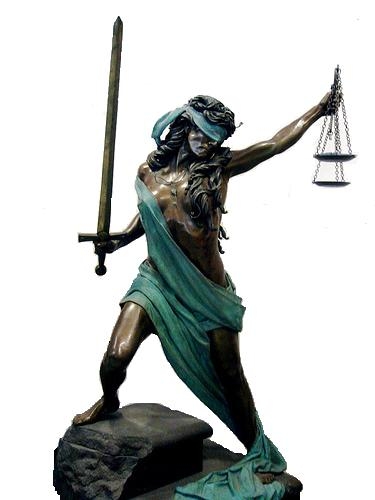 The time honoured symbol of justice in the West is the Lady of Justice 