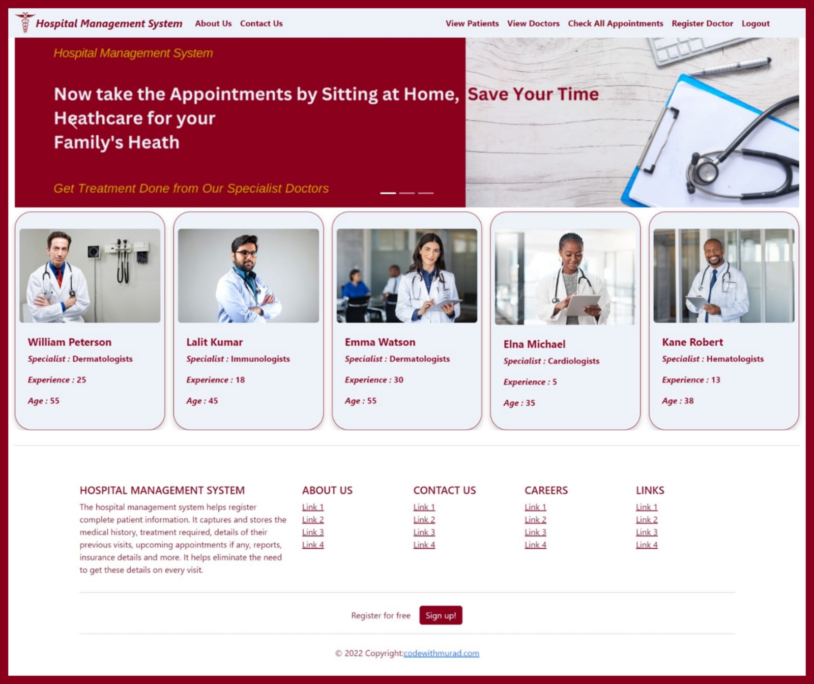 Hospital Management System Project using React JS + Spring Boot + MySQL