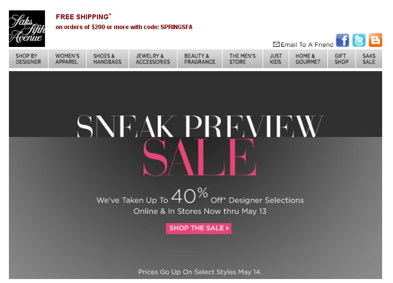 free coupons 2011. Saks Fifth Avenue Coupons 2011