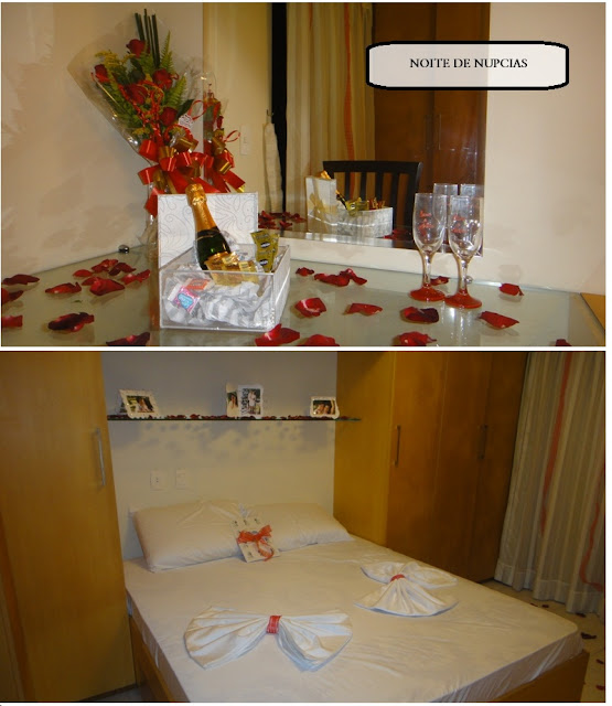 quarto decorado para noite romântica