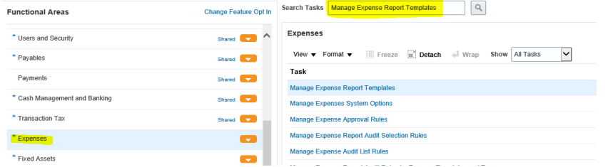 Create Expense Report Templates for Expenses in Oracle Fusion