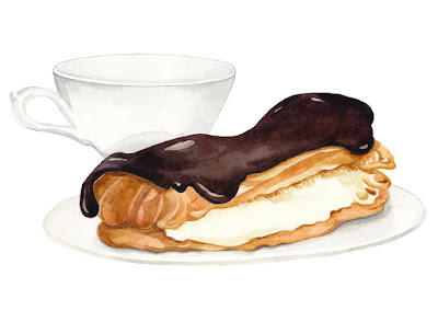 chocolate eclair, eclair, eclair illustration, food illustration, food illustrator, food art, food painting, food drawing, freelance illustrator, anastasiya levashova, anastasia levashova, kava illustration, freelance illustration, illustrators uk, illustration, england, london, london illustrator, watercolour painter, watercolour illustrator, watercolour illustrator london, magazine illustration, editorial illustration, london based illustrators, find an illustrator, watercolor illustrator, 