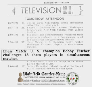 Bobby Fischer, Televised Simultaneous Exhibition