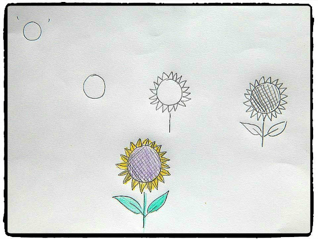 Learn to draw from alphabet : sunflower 1