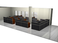 Desain Interior Semarang - Meja + Partisi Untuk 24 Staff, Front Desk, Back Panel, Font Perusahaan Dan Conference Table 