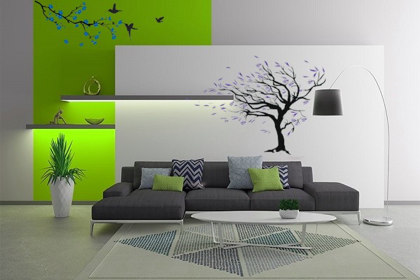 simple wall painting designs for living room
