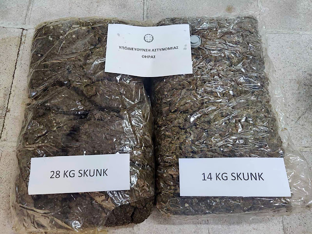 Βρέθηκαν 42 κιλά skunk σε παραλία της Σαντορίνης