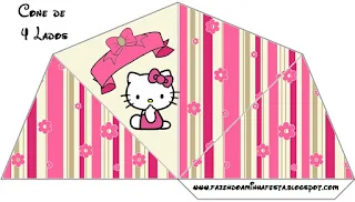 Hello Kitty with Flowers, Free Printable Cones.