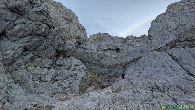 Salida del Corredor del Marqués, en la Peña Santa de Enol