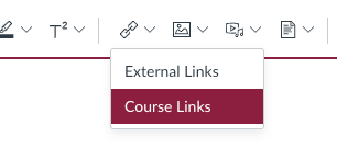 Link menu showing External and Course Links in Canvas LMS Enhanced RCE