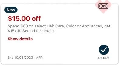 $15.00/$60 Hair care CVS Instant Coupon (ALL CVS Couponers, Scan card)