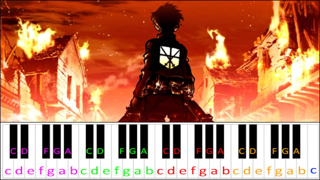 Guren no Yumiya (Shingeki no Kyojin / Attack on Titan OP) Easy Version Piano / Keyboard Easy Letter Notes for Beginners