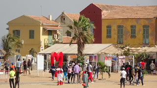 Covered with restaurants to accomodate departing tourists, like on a airport