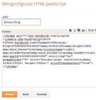 Cara Membuat facebook like box di blog