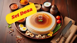 A plate of thick, fluffy Set Dosas served with coconut chutney and sambar, offering a classic and comforting South Indian meal.