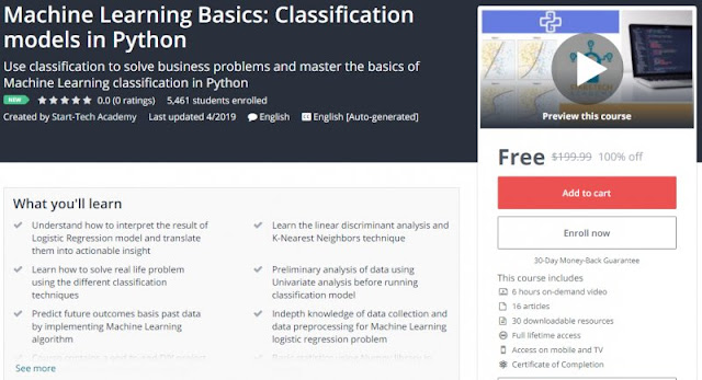 [100% Off] Machine Learning Basics: Classification models in Python| Worth 199,99$