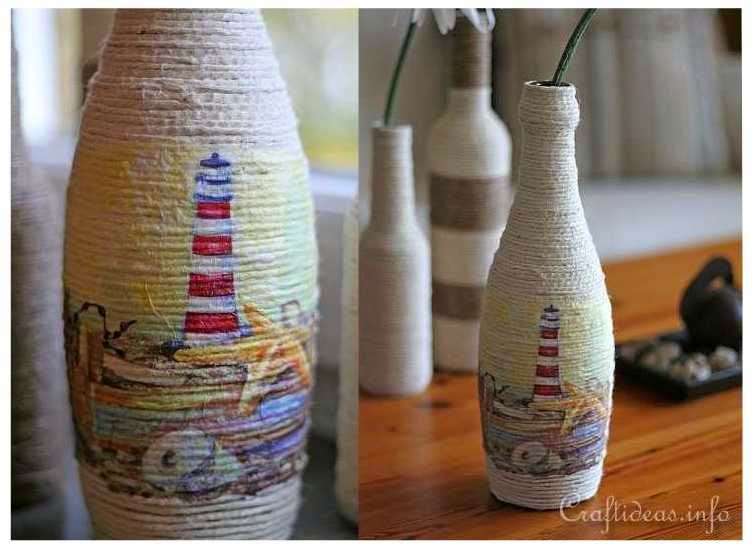 Kreasi Membuat Pot Bunga Dari  Botol  Bekas Dan  Benang Rami 
